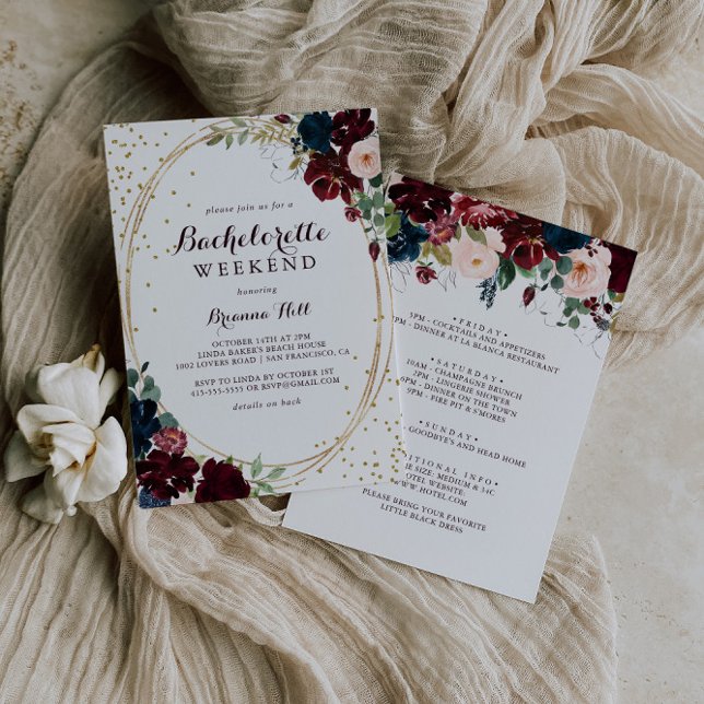 Geometric Gold Glitter Fall Bachelorette Weekend Invitation (Creator Uploaded)