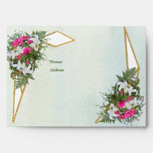 Geometric - Gold Glitter Flower Bouquet Envelopes