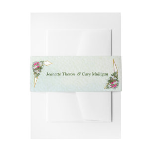 Geometric - Gold Glitter Flower Bouquet Invitation Belly Band