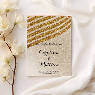 Geometric gold glitter gradient glam Wedding Programme