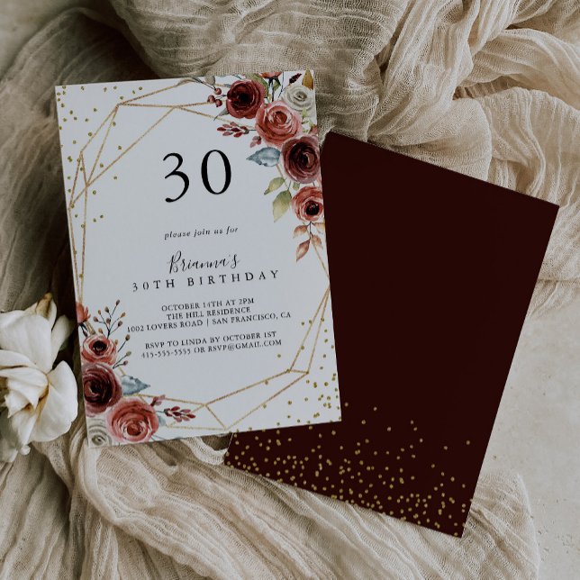 Geometric Gold Glitter Spring 30th Birthday Party Invitation (Creator Uploaded)