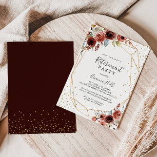 Geometric Gold Glitter Spring Retirement Party Invitation