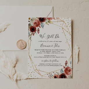 Geometric Gold Glitter We Still Do Vow Renewal Invitation