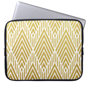 Geometric gold glittering seamless pattern laptop sleeve