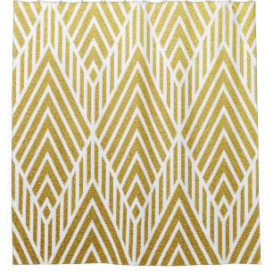 Geometric gold glittering seamless pattern shower curtain