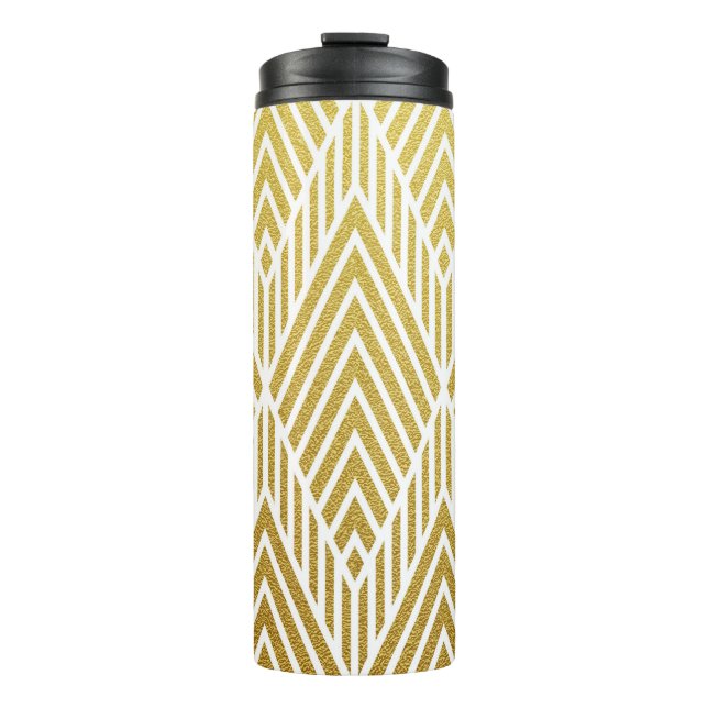 Geometric gold glittering seamless pattern thermal tumbler (Front)