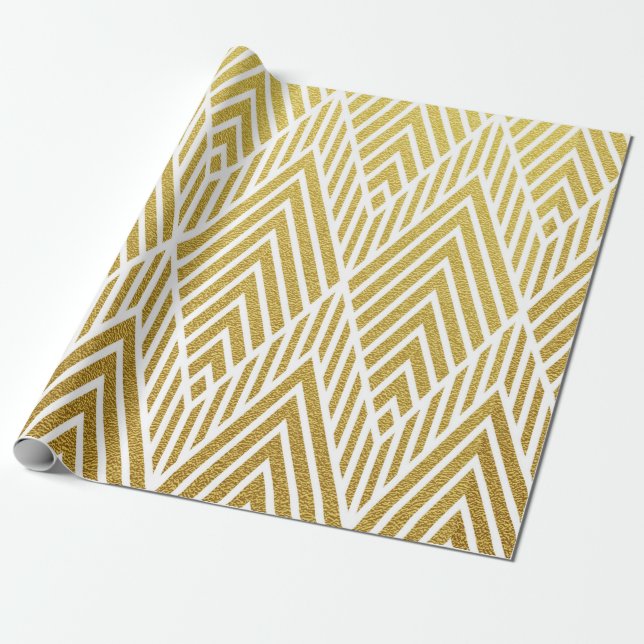 Geometric gold glittering seamless pattern wrapping paper (Unrolled)