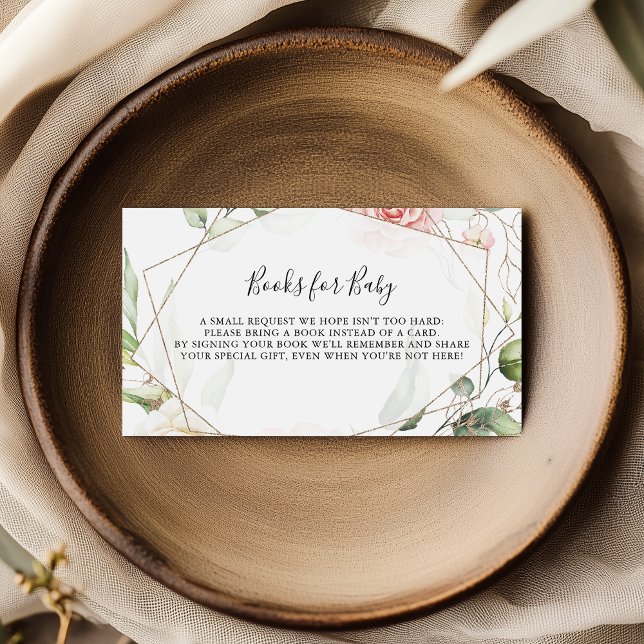 Geometric Gold Green Baby Shower Book Request Enclosure Card (Creator Uploaded)