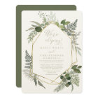 Geometric Gold Green Foliage Elopement Reception
