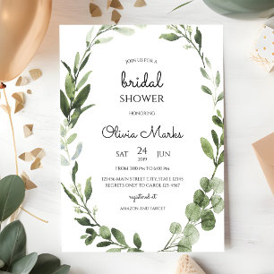 Geometric Gold Greenery Bridal Shower Invitation