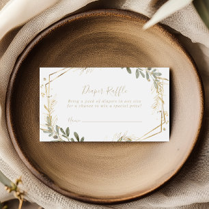 Geometric Gold Greenery Fall Diaper Raffle Ticket  Enclosure Card