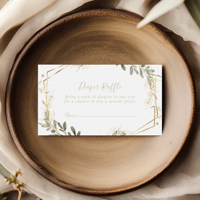 Geometric Gold Greenery Fall Diaper Raffle Ticket  Enclosure Card (Creator Uploaded)