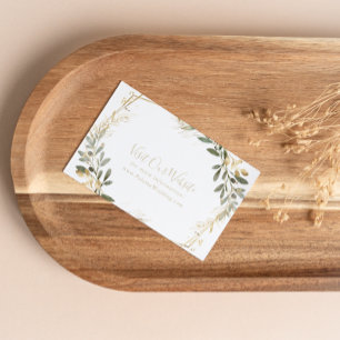 Geometric Gold Greenery Fall Wedding Website Enclosure Card