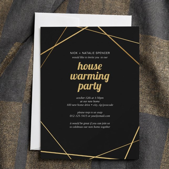 Geometric gold House warming party invitation (Geometric gold House warming party invitation.)