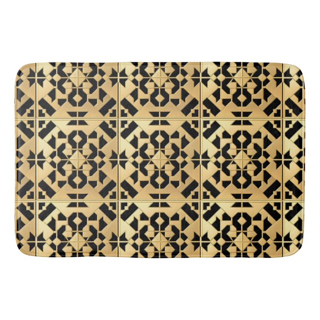Geometric Gold Panel Bath Mat (Front)