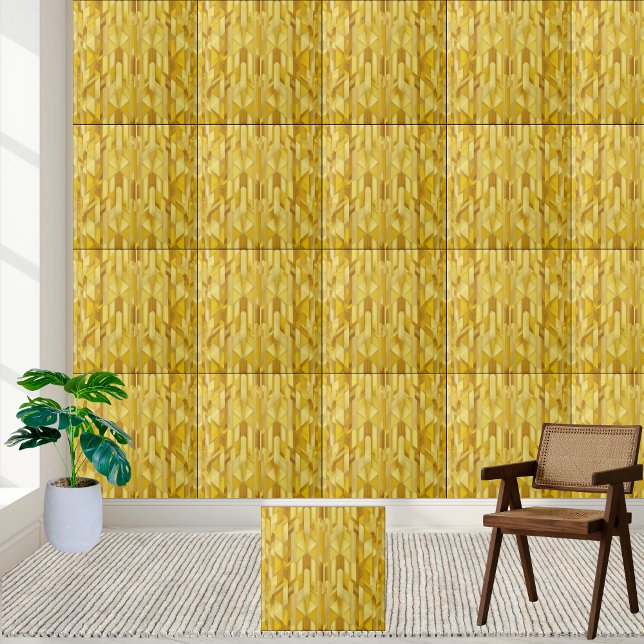 Geometric Gold Pattern Ceramic Tile (Geometric Gold Pattern Ceramic Tile)