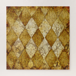 Geometric Gold: Retro Pattern Sophistication. Jigsaw Puzzle