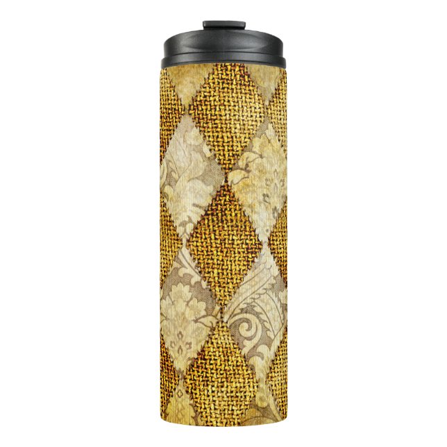 Geometric Gold: Retro Pattern Sophistication. Thermal Tumbler (Front)