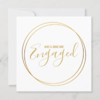 Geometric gold rings engagement announcement party