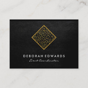 Geometric Gold Specks Faux Leather Business Card