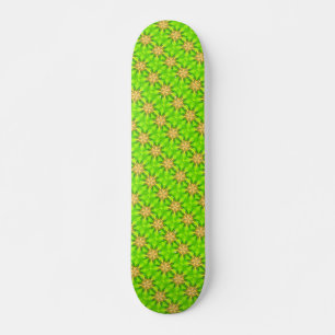 geometric gold stars on green skateboard