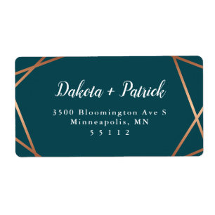 Geometric Gold Teal Return Address