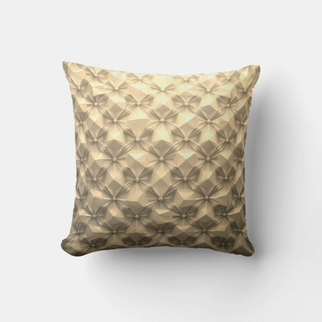 Geometric Gold Textured Throw Pillow (Front)