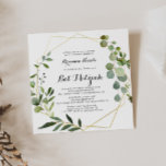 Geometric Gold Tropical Calligraphy Bat Mitzvah<br><div class="desc">This geometric gold tropical calligraphy bat mitzvah invitation is perfect for a simple bat mitzvah. The design features hand-painted beautiful green leaves,  adorning a gold geometric frame.</div>