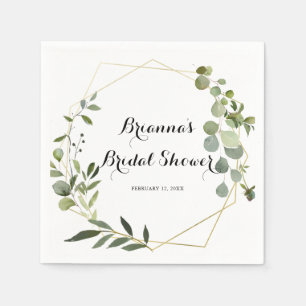 Geometric Gold Tropical Calligraphy Bridal Shower Napkin