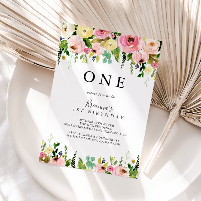 Geometric Gold Tropical Fall  First Birthday Party Invitation (Creator Uploaded)