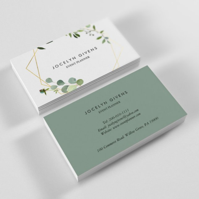Geometric Gold Tropical Green Business Card (Creator Uploaded)