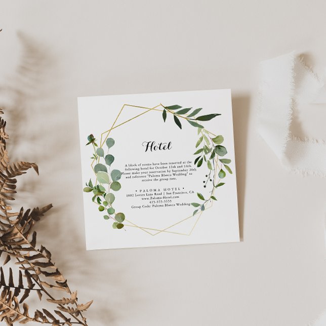 Geometric Gold Tropical Green Calligraphy Hotel Enclosure Card (Creator Uploaded)