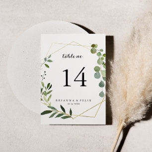 Geometric Gold Tropical Green Calligraphy Wedding Invitation