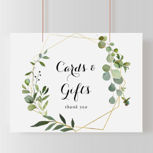 Geometric Gold Tropical Green Cards and Gifts Sign