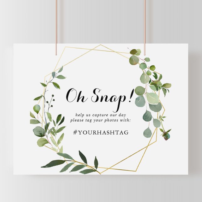 Geometric Gold Tropical Green Wedding Oh Snap Sign (Creator Uploaded)