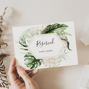 Geometric Gold Tropical Wedding Reserved Sign