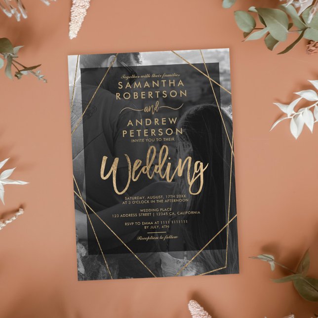 Geometric gold typography photo budget wedding (Creator Uploaded)