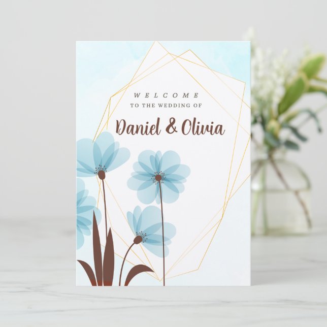Geometric Gold Wedding Invitation - Multi Colour (Standing Front)