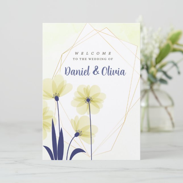 Geometric Gold Wedding Invitation - Multi Colour (Standing Front)