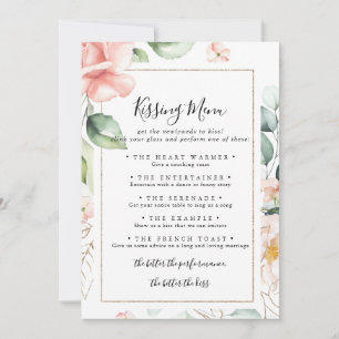 Geometric Gold Wedding Kissing Menu Game Card