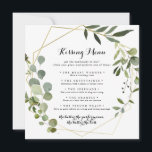 Geometric Gold Wedding Kissing Menu Game Card<br><div class="desc">This geometric gold wedding kissing menu game card is perfect for a simple wedding reception. The design features hand-painted beautiful green leaves,  adorning a gold geometric frame.</div>