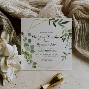 Geometric Gold Wedding Luncheon Bridal Shower Invitation