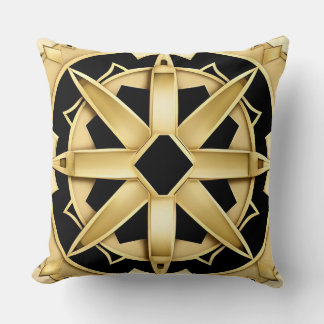 Geometric Golden Art Deco Pattern Cushion
