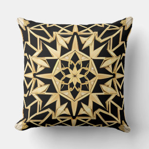 Geometric Golden Art Deco Pattern Cushion