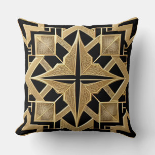Geometric Golden Art Deco Pattern Cushion