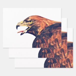 Geometric Golden Eagle Outdoor Pillow Wrapping Paper Sheet