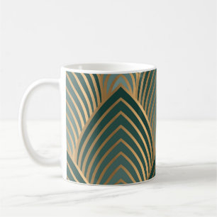 Geometric golden-green: vintage seamless pattern. coffee mug