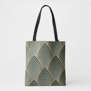 Geometric golden-green: vintage seamless pattern. tote bag