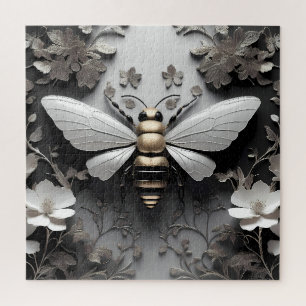 Geometric Golden Honeybee Art Jigsaw Puzzle