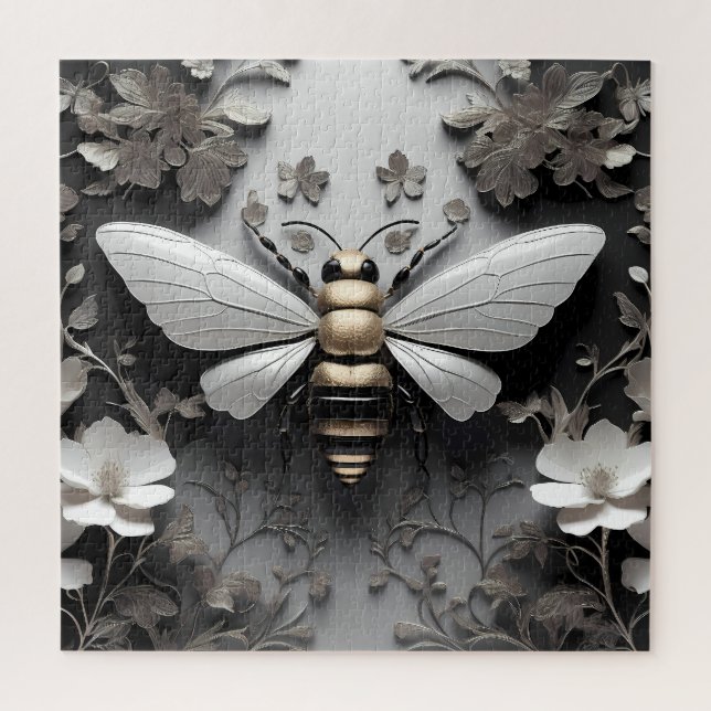 Geometric Golden Honeybee Art Jigsaw Puzzle (Vertical)